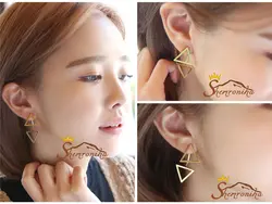 گوشواره مسی مدرن دو تکه طرح هرم - رزگلد کد ۶۴۶۴