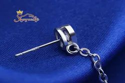 گوشواره مدل آویزی بلند زنجیری طرح برگ با نگین زیرکُنیا - سیلور کد ۶۴۶۰