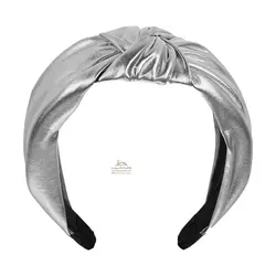 تل و هدبند زنانه پارچه ای براق پهن نقره ای ACC077W0