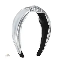 تل و هدبند زنانه پارچه ای براق پهن نقره ای ACC077W0