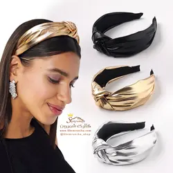 تل و هدبند زنانه پارچه ای براق پهن نقره ای ACC077W0