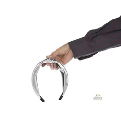 تل و هدبند زنانه پارچه ای براق پهن نقره ای ACC077W0