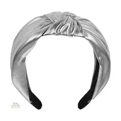 تل و هدبند زنانه پارچه ای براق پهن نقره ای ACC077W0