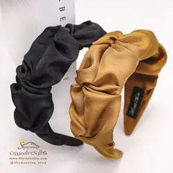 تل و هدبند زنانه پارچه ای پهن مشکی ACC078B0