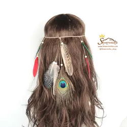 تزیینات مو سرخپوستی پر طاووس و پر ACC025S0