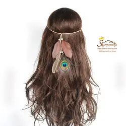 تزیینات مو سرخپوستی پر طاووس و پر قهوه ای ACC026S0