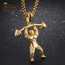 گردنبند فیگور وزنه بردار بدنسازی گلد NEC346G0