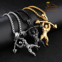 گردنبند فیگور وزنه بردار بدنسازی گلد NEC346G0