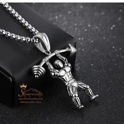 گردنبند فیگور وزنه بردار بدنسازی گلد NEC346G0