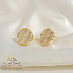 گوشواره زنانه H هرمس سفید طلایی مدل ‎ EAR832G0