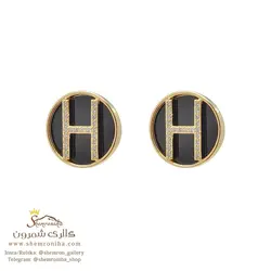 گوشواره زنانه H هرمس سفید طلایی مدل ‎ EAR832G0