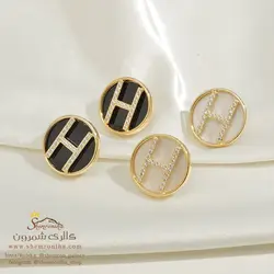 گوشواره زنانه H هرمس سفید طلایی مدل ‎ EAR832G0