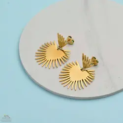 گوشواره زنانه قلب ریشه دار گلد مدل EAR806G0