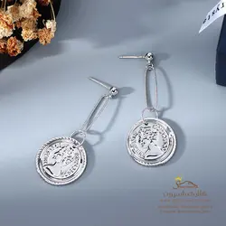 گوشواره زنانه سکه ای ملکه سیلور مدل EAR768S0