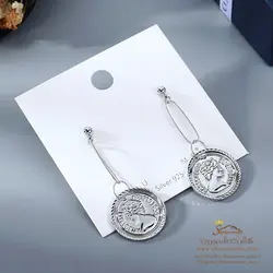 گوشواره زنانه سکه ای ملکه سیلور مدل EAR768S0