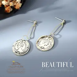 گوشواره زنانه سکه ای ملکه گلد مدل EAR767S0