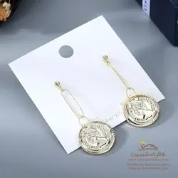 گوشواره زنانه سکه ای ملکه گلد مدل EAR767S0