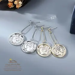 گوشواره زنانه سکه ای ملکه گلد مدل EAR767S0
