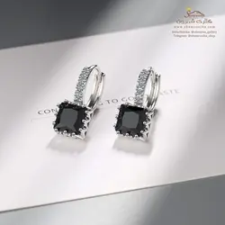 گوشواره زنانه رینگی تک نگین مشکی مدل EAR759S0