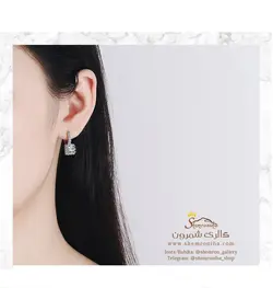 گوشواره زنانه رینگی تک نگین مشکی مدل EAR759S0