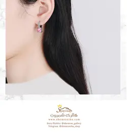 گوشواره زنانه رینگی تک نگین مشکی مدل EAR759S0