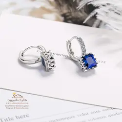 گوشواره زنانه رینگی تک نگین مشکی مدل EAR759S0