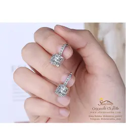 گوشواره زنانه رینگی تک نگین مشکی مدل EAR759S0