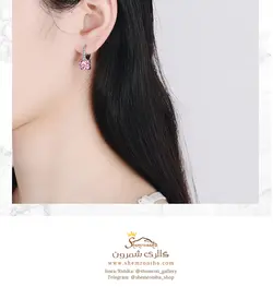 گوشواره زنانه رینگی تک نگین مشکی مدل EAR759S0