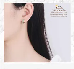 گوشواره زنانه رینگی نگین مشکی سیلور مدل EAR764S0