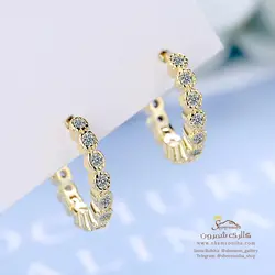 گوشواره زنانه رینگی نگین مشکی سیلور مدل EAR764S0