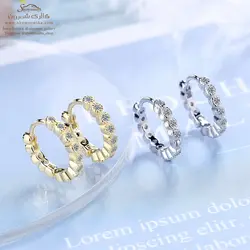 گوشواره زنانه رینگی نگین مشکی سیلور مدل EAR764S0