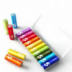 باتری قلمی آلکالاین رنگین کمانی شیائومی بسته 10 عددی مدل ZI5