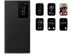 کیف ضدمیکروب سامسونگ Samsung Galaxy S22 Ultra Smart Clear View Coating - شمرون شاپ