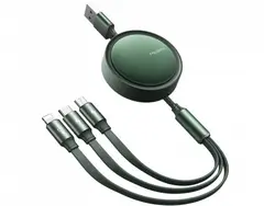 کابل شارژسه سر مک دودو Mcdodo CA-725 3in1 Retractable Charging Cable 1.2M سبز - شمرون شاپ