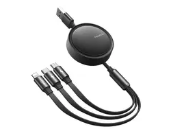 کابل شارژسه سر مک دودو Mcdodo CA-725 3in1 Retractable Charging Cable 1.2M مشکی - شمرون شاپ
