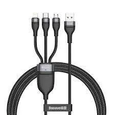 کابل شارژ سریع سه سر بیسوس Baseus Flash Series 3 in 1 Fast Cable 1.2m CA1T3 مشکی - شمرون شاپ