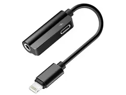 مبدل لایتنینگ به لایتنینگ و جک 3.5 میلیمتری صدا راک Rock Lightning Metal Charge & Audio 2in1 RCB0587 - شمرون شاپ