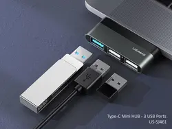 هاب 3 پورت تایپ سی یوسامز Usams US-SJ461 Type-C mini HUB (3 USB Ports) - شمرون شاپ