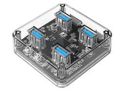 هاب یو اس بی 4 پورت اوریکو Orico 4 Port USB3.0 Transparent HUB MH4U-U3 1M Cable - شمرون شاپ