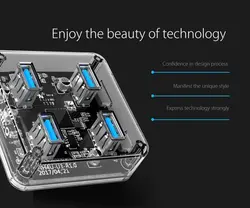 هاب یو اس بی 4 پورت اوریکو Orico 4 Port USB3.0 Transparent HUB MH4U-U3 1M Cable - شمرون شاپ