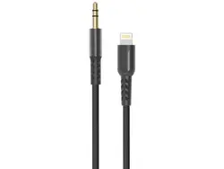 کابل صدای لایتنینگ به جک 3.5 میلی‌متری پورودو Porodo Lightning to Aux Data Cable PD-AUL12-BK - شمرون شاپ