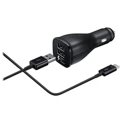 شارژر فندکی سریع سامسونگ با کابل میکرو یو اس بی (بدون پک) Samsung Fast Charging Dual Car Charger - شمرون شاپ