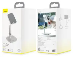 پایه نگهدارنده رومیزی گوشی و تبلت بیسوس (نقره ای) Baseus Literary Youth Desktop Telescopic Holder - شمرون شاپ