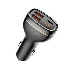 شارژر فندکی سریع و دارای نمایشگر راک ROCK C301 60W Smart Digital Display Car Charger - شمرون شاپ