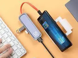هاب چندکاره 5 پورت تایپ سی راک Rock TR04 Multifunctional Extension Hub Adapter - شمرون شاپ