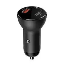 شارژر فندکی بیسوس Baseus Digital Display PPS Dual Quick Charger Car Charger 45W With Mini Cable Type-C to Type-C 3A 1m TZCCBX-C0G - شمرون شاپ