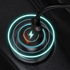 شارژر فندکی بیسوس Baseus Digital Display PPS Dual Quick Charger Car Charger 45W With Mini Cable Type-C to Type-C 3A 1m TZCCBX-C0G - شمرون شاپ