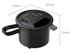 هاب یو اس بی رومیزی اوریکو Orico Desktop Power Grommet Hub DESK-2U1C 1M Cable - شمرون شاپ