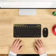 ماوس و کیبورد بی سیم Logitech MK240 مشکی-زرد