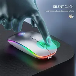 ماوس Inphic M1L RGB بی سیم نقره ای دو دکمه